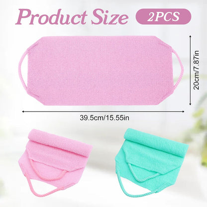 2 Pcs Exfoliating Back Scrubber for Shower, 15.55 Inch Back Exfoliator with Handles Back Loofah for Shower Exfoliating Backs Bath Washer for Women and Men, Double Sided Body Exfoliator Bath Tool