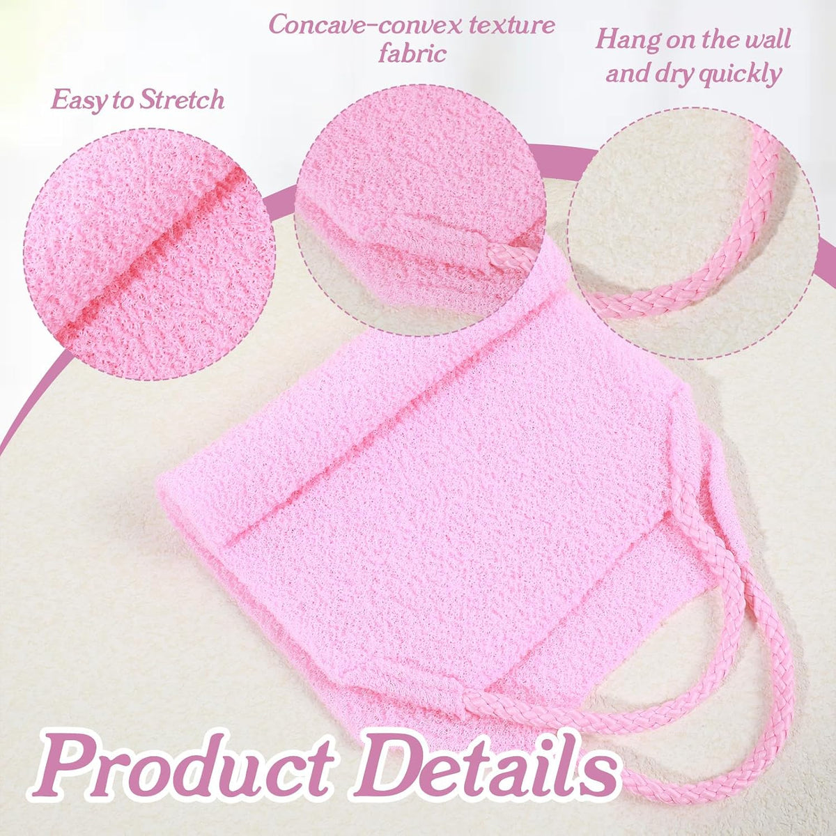 2 Pcs Exfoliating Back Scrubber for Shower, 15.55 Inch Back Exfoliator with Handles Back Loofah for Shower Exfoliating Backs Bath Washer for Women and Men, Double Sided Body Exfoliator Bath Tool