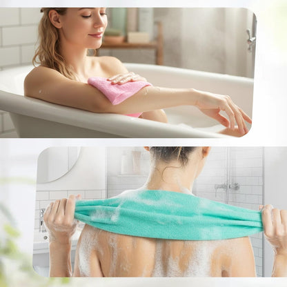2 Pcs Exfoliating Back Scrubber for Shower, 15.55 Inch Back Exfoliator with Handles Back Loofah for Shower Exfoliating Backs Bath Washer for Women and Men, Double Sided Body Exfoliator Bath Tool